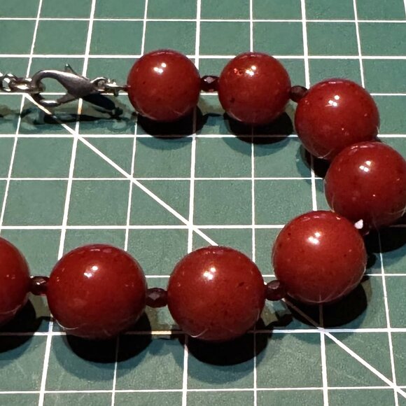 Ben-Amun Cherry Red Graduated Bead Necklace 36" Vintage Look Lobster Clasp Rock - Picture 7 of 9